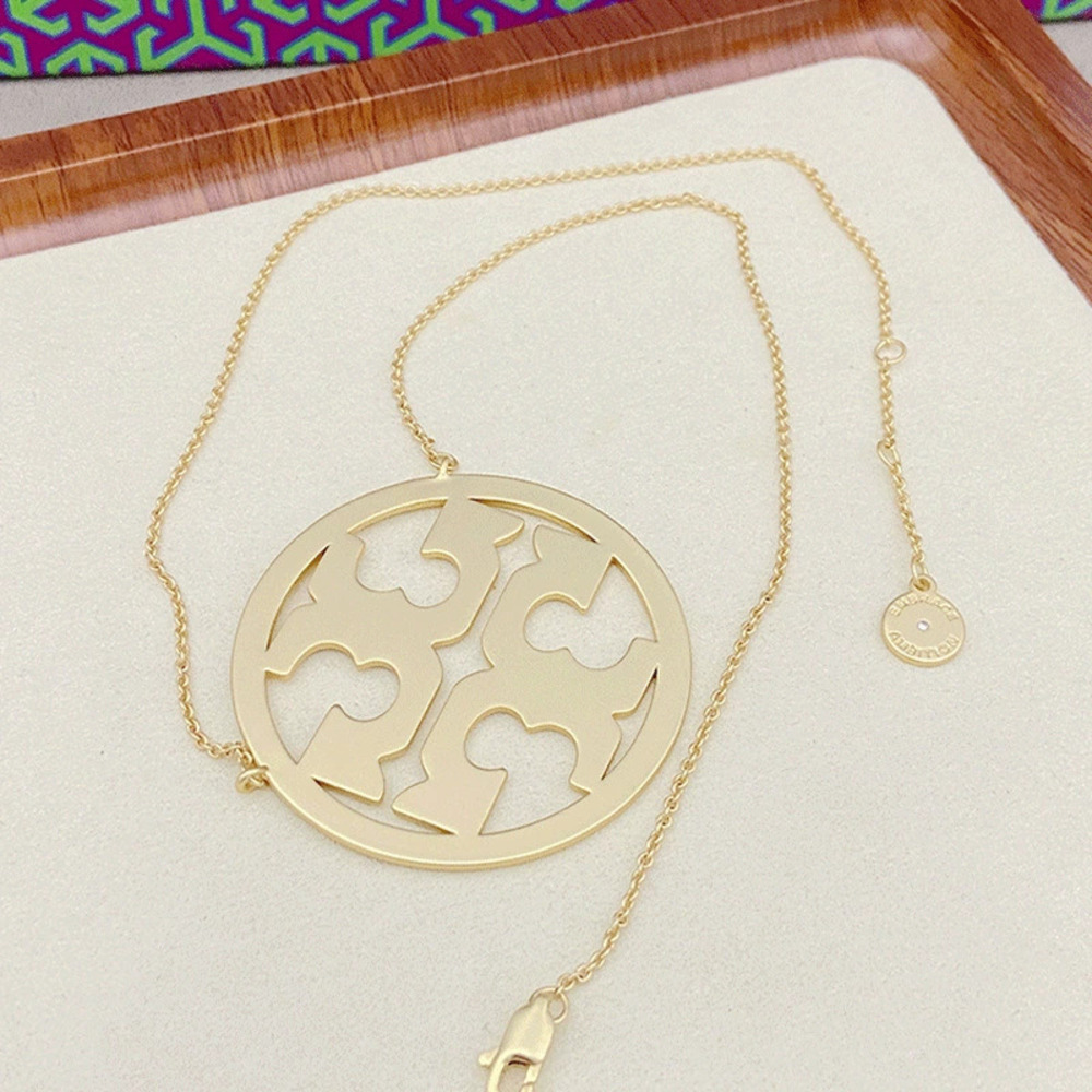 Tory Burch Double Plated Matte Gold Unisex Metal Necklace